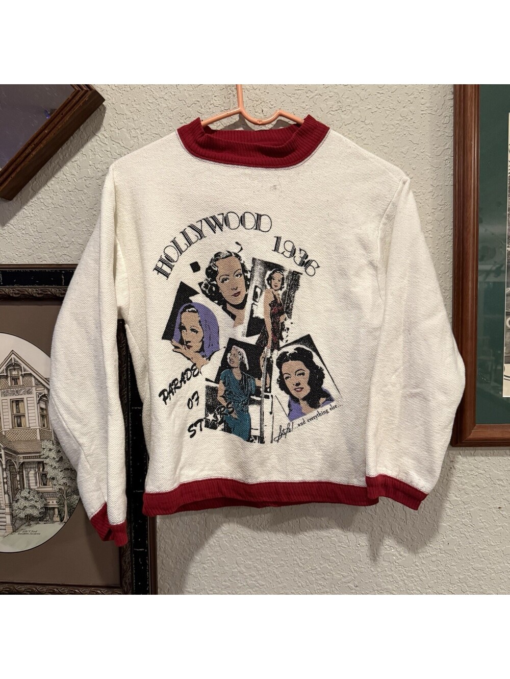 Vintage 80s RARE 1936 Hollywood Parade Of Stars Terry Willy Dee Sweater Medium